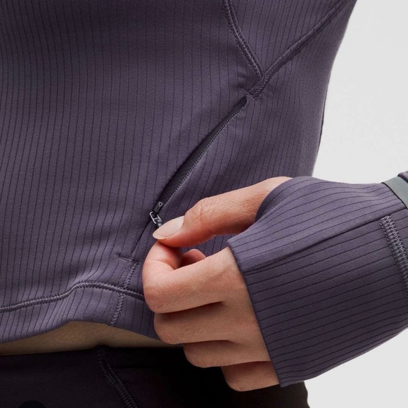 Lululemon NWOT Rulu Run Ribbed Cropped Half Zip Women’s Nightfall color - Picture 4 of 9